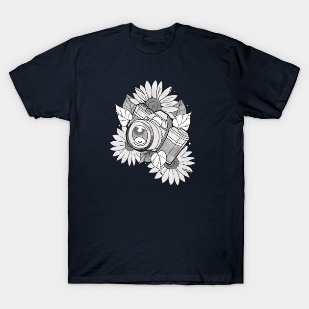 Camera in Sunflowers T-Shirt by MillerDesigns